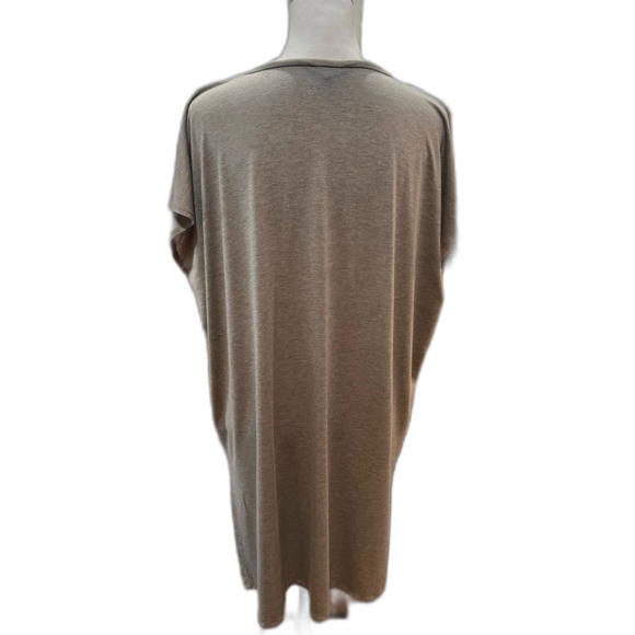 Eileen Fisher Tencel Tunic Tan Tarragon Neutral Minimalist Cap Sleeve Relaxed L - Picture 2 of 8